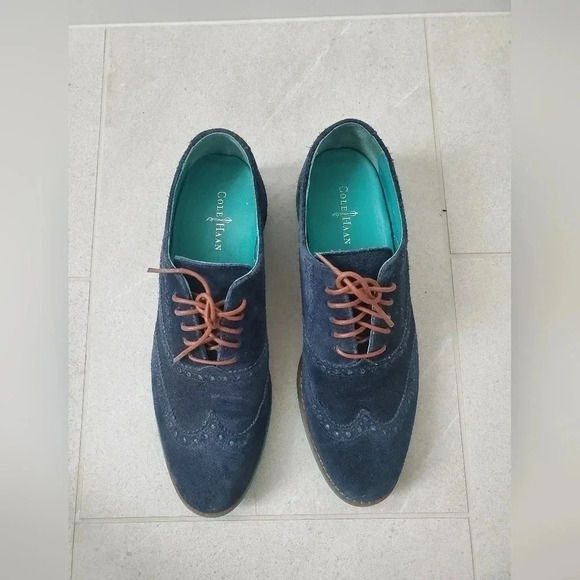 Cole Haan Women's Oxford suede blue - Picture 2 of 8
